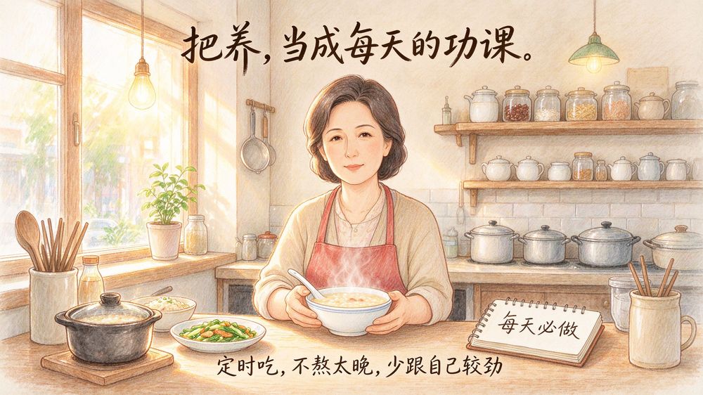 把养，当成每天的功课——定时吃，不熬太晚，少跟自己较劲